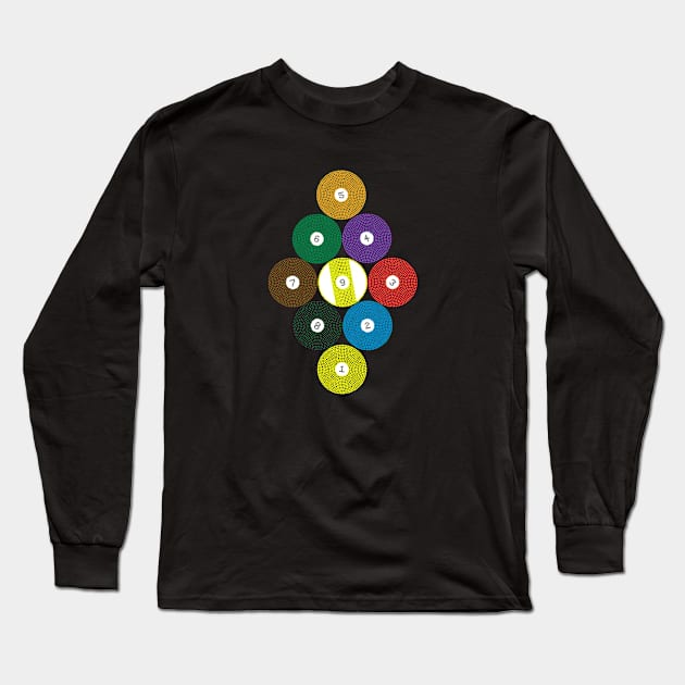 Billiard Balls on Billiard Balls - 9 Ball Long Sleeve T-Shirt by crazedgraphics